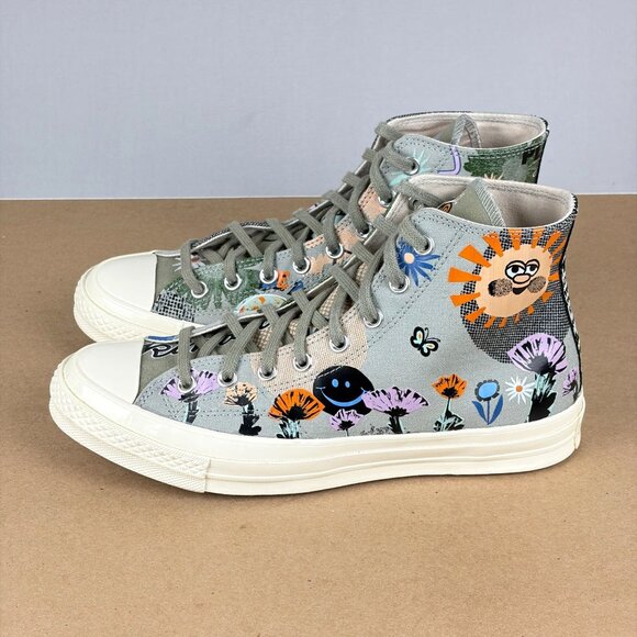 Converse Shoes - Converse Chuck 70 High Top Floral Sneakers Womens 10.5 Gray Sage Lace Up